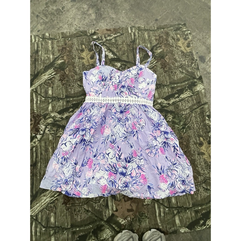 Lilly Pulitzer Devyn Dress Light Lilac Verbena Trunks In The Air Sz 10 H68